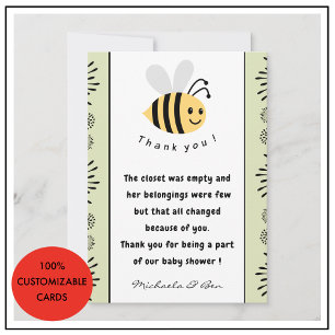 Tarjetas de agradecimiento de abeja Dulce como pue