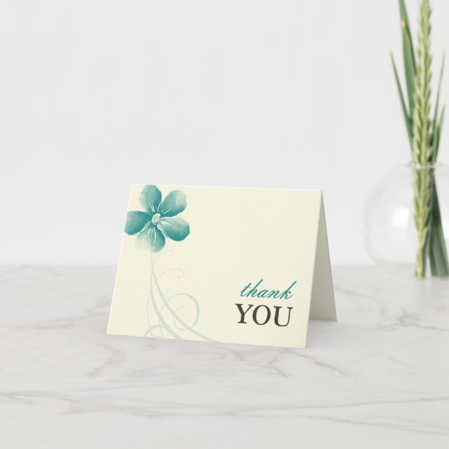 Tarjetas de agradecimiento de acuarela aqua (Anverso)