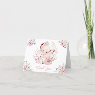 Tarjetas de agradecimiento de acuarela de niña beb