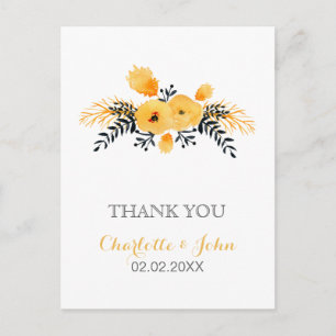 tarjetas de agradecimiento de acuarela floral gris