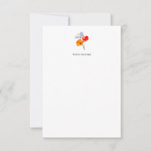 Tarjetas de agradecimiento de amapola floral en ne