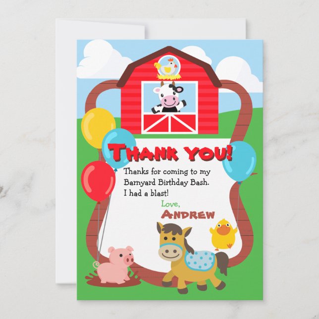 Tarjetas de agradecimiento de animales de granja p (Anverso)