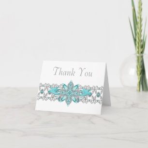Tarjetas de agradecimiento de azul turquesa platea