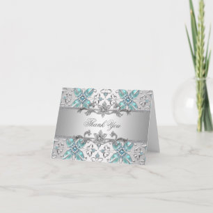 Tarjetas de agradecimiento de azul turquesa platea