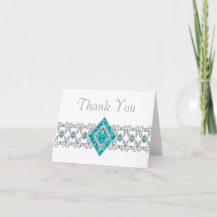 Tarjetas de agradecimiento de azul turquesa platea