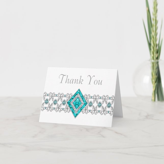 Tarjetas de agradecimiento de azul turquesa platea (Anverso)