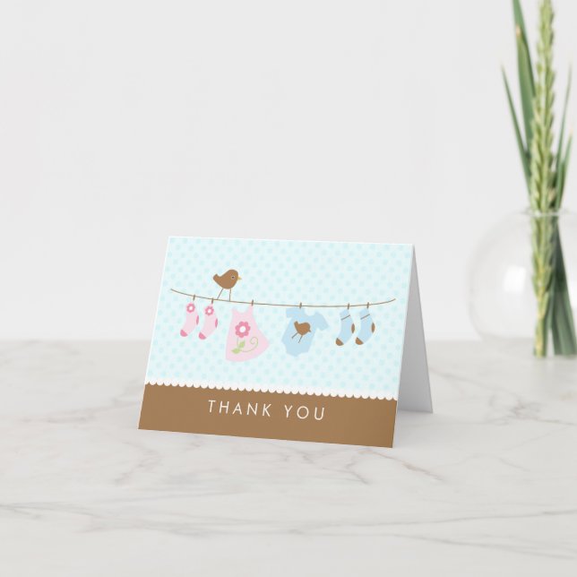Tarjetas de agradecimiento de Baby Shower de Cloth (Anverso)