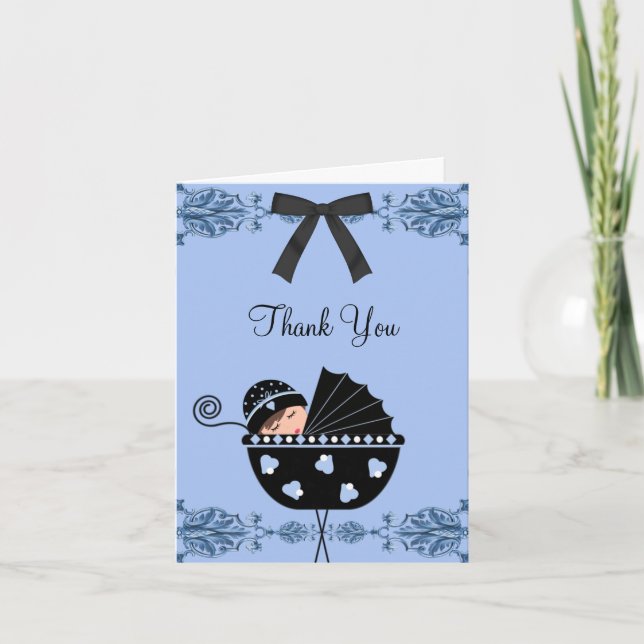 Tarjetas de agradecimiento de Baby Shower en negro (Anverso)