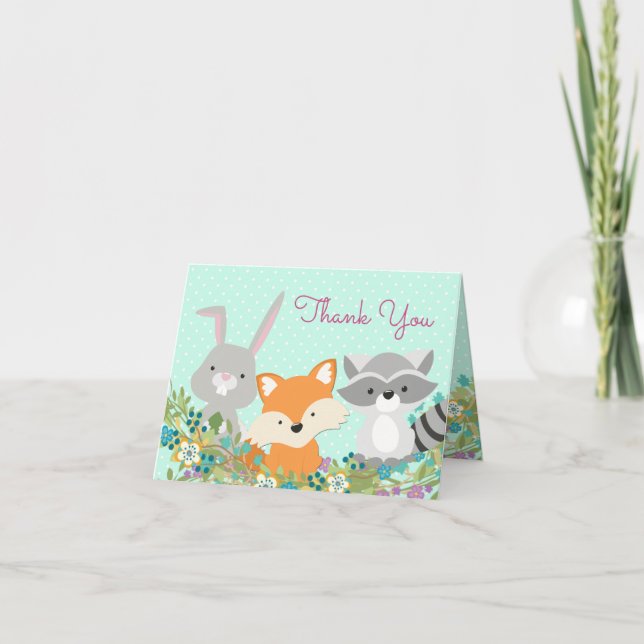 Tarjetas de agradecimiento de Baby Shower Woodland (Anverso)