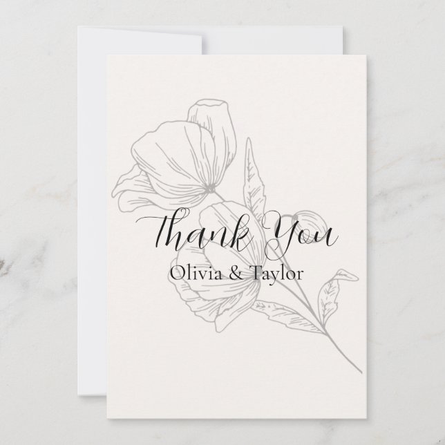 Tarjetas de agradecimiento de boda Beige Elegance (Anverso)