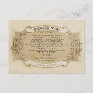 Tarjetas de agradecimiento de boda chic vintage