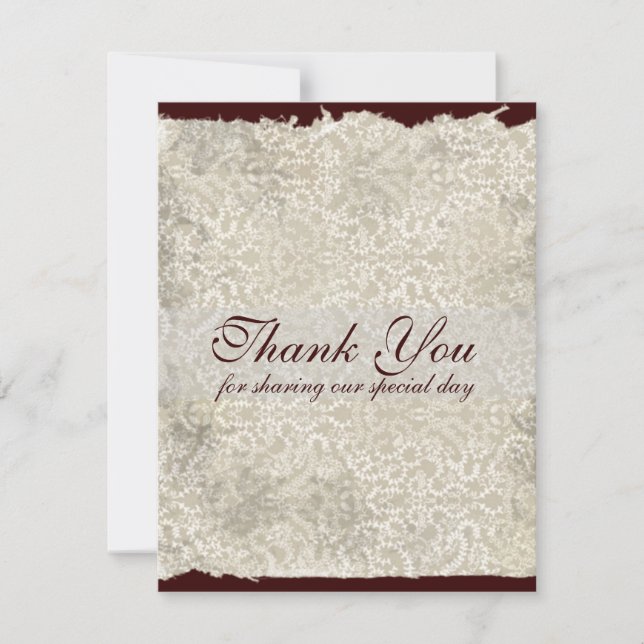 Tarjetas de agradecimiento de boda clásicas damasc (Anverso)