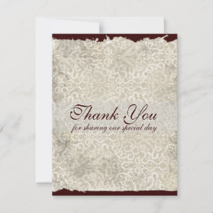 Tarjetas de agradecimiento de boda clásicas damasc