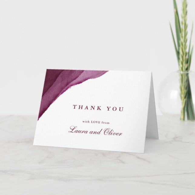 Tarjetas de agradecimiento de boda con acuarela de (Anverso)