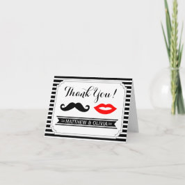 Tarjetas de agradecimiento de boda con bigote y la