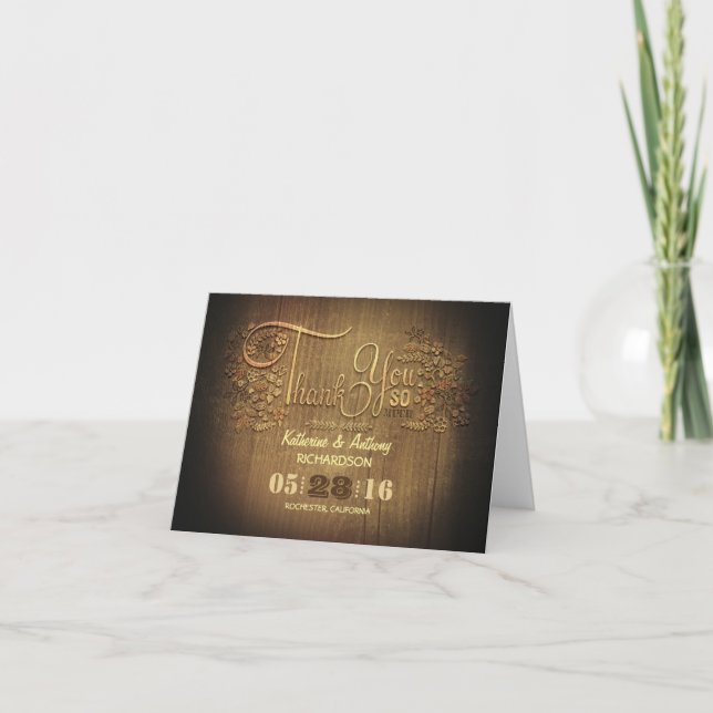 Tarjetas de agradecimiento de boda con caligrafía  (Anverso)