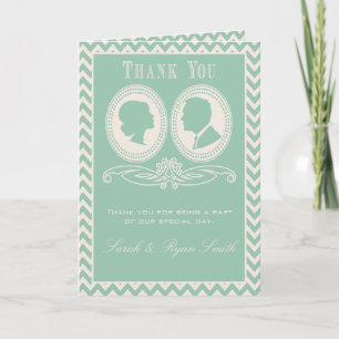 Tarjetas de agradecimiento de boda con Chevron y S