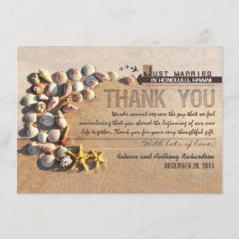 tarjetas de agradecimiento de boda con conchas de