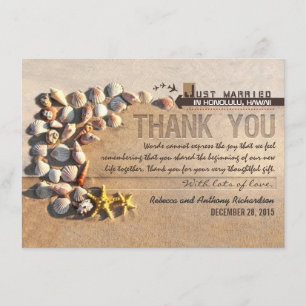 tarjetas de agradecimiento de boda con conchas de 