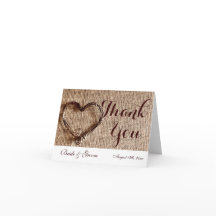 Tarjetas de agradecimiento de boda con corazón de 