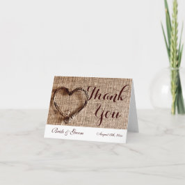 Tarjetas de agradecimiento de boda con corazón de