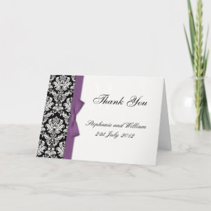 Tarjetas de agradecimiento de boda con damasco y l