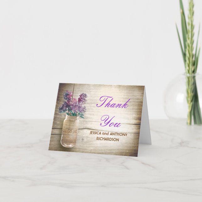 tarjetas de agradecimiento de boda con diseño rúst (Anverso)