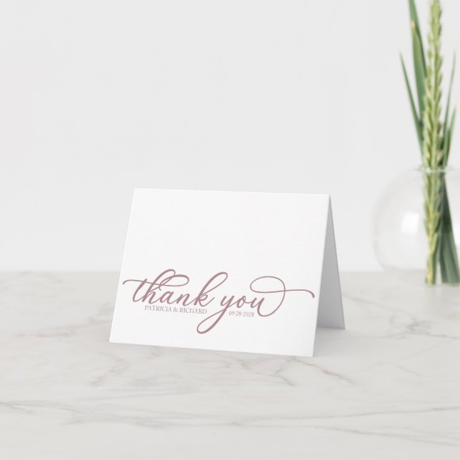 Tarjetas de agradecimiento de boda con elegante es (Anverso)