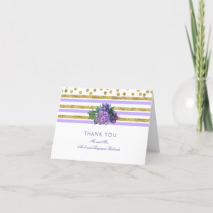 Tarjetas de agradecimiento de boda con flores dora