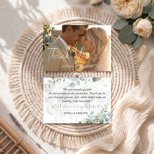 Tarjetas de agradecimiento de boda con foto botáni