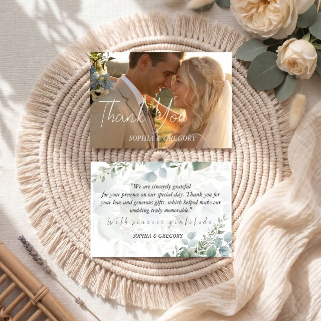 Tarjetas de agradecimiento de boda con foto botáni (Subido por el creador)
