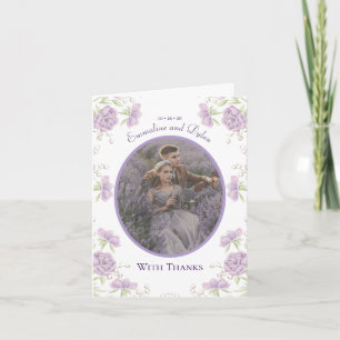 Tarjetas de agradecimiento de boda con foto de ros
