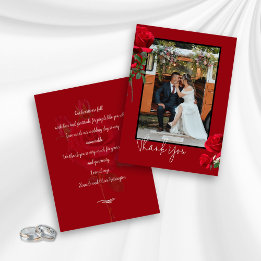 Tarjetas de agradecimiento de boda con foto de ros
