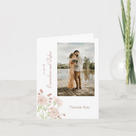 Tarjetas de agradecimiento de boda con foto de ros
