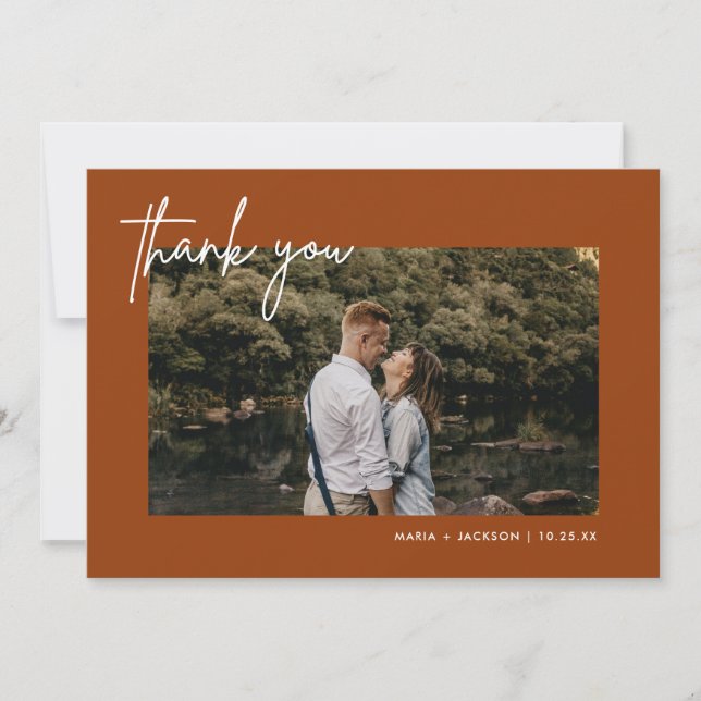 Tarjetas de agradecimiento de boda con foto de ter (Anverso)