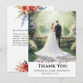 Tarjetas de agradecimiento de boda con foto sencil