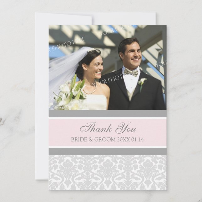 Tarjetas de agradecimiento de boda con fotos en da (Anverso)