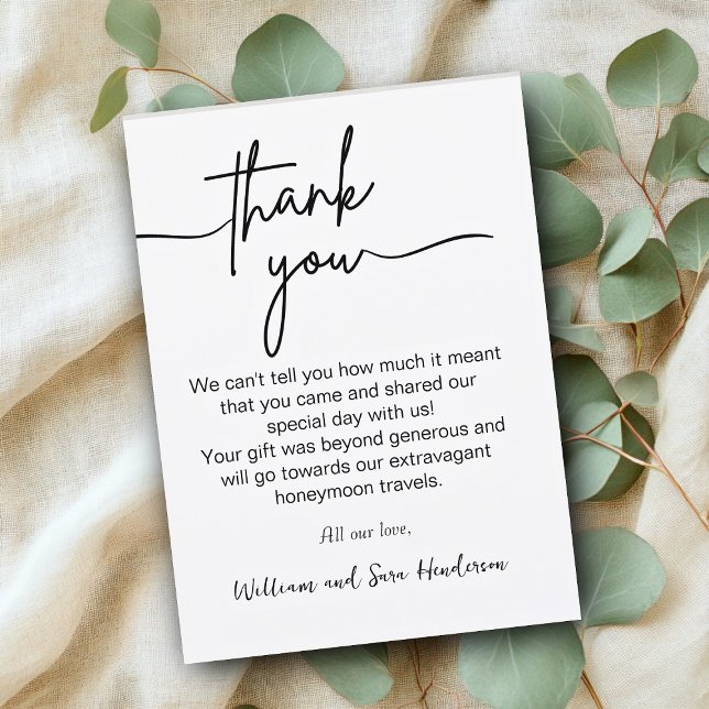 Tarjetas de agradecimiento de boda con guión de ag (Thank You Script Wedding Thank You Postcards)