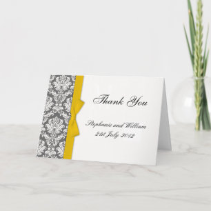 Tarjetas de agradecimiento de boda con lazo amaril