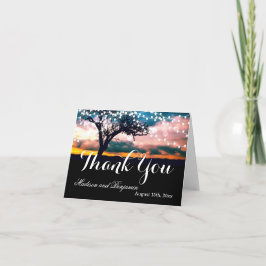 Tarjetas de agradecimiento de boda con luces de ca