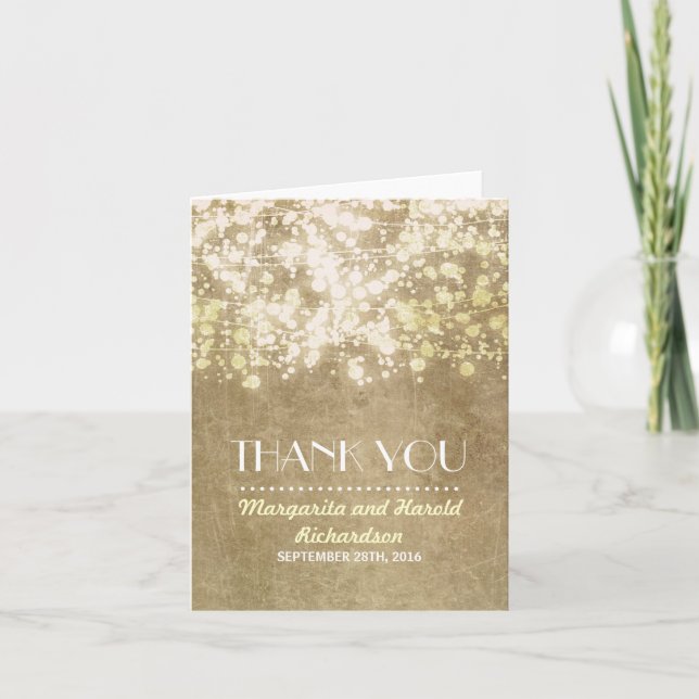 tarjetas de agradecimiento de boda con luces de cu (Anverso)