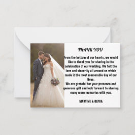 Tarjetas de agradecimiento de boda con mensaje