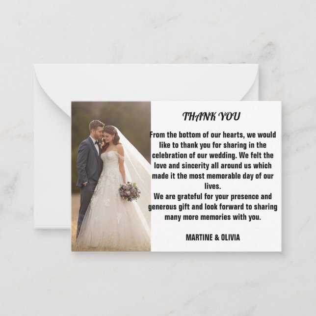Tarjetas de agradecimiento de boda con mensaje (Anverso)