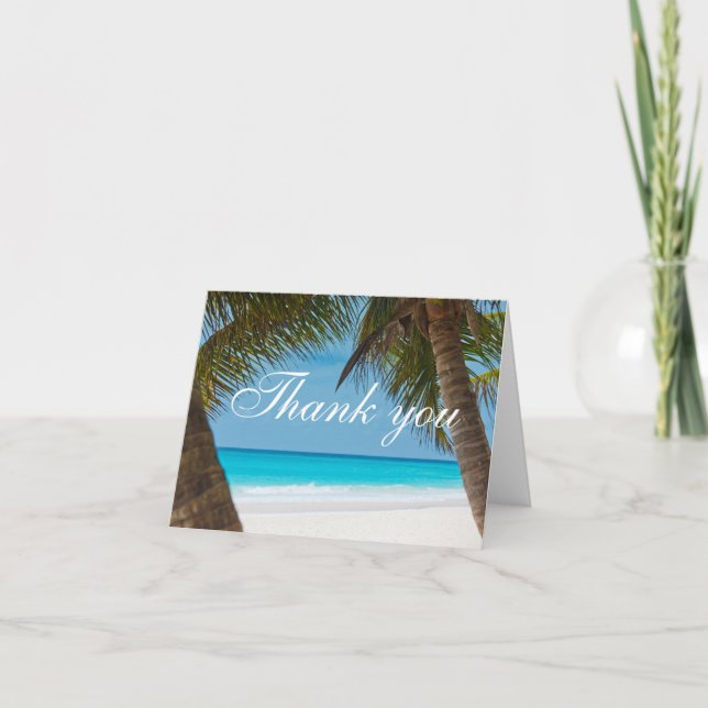 Tarjetas de agradecimiento de boda con palmeras en (Anverso)
