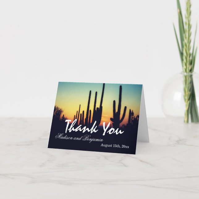 Tarjetas de agradecimiento de boda con puesta de s (Anverso)