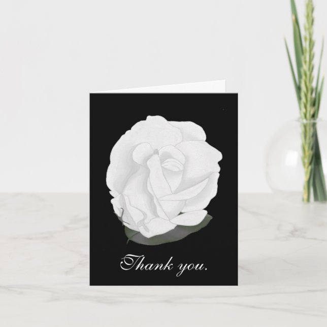 Tarjetas de agradecimiento de boda con Rosa Blanca (Anverso)
