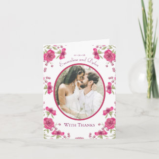 Tarjetas de agradecimiento de boda con rosa rosa b