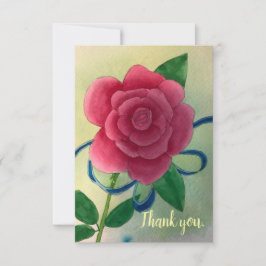 Tarjetas de agradecimiento de boda con rosa rosa y