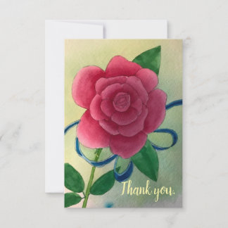 Tarjetas de agradecimiento de boda con rosa rosa y