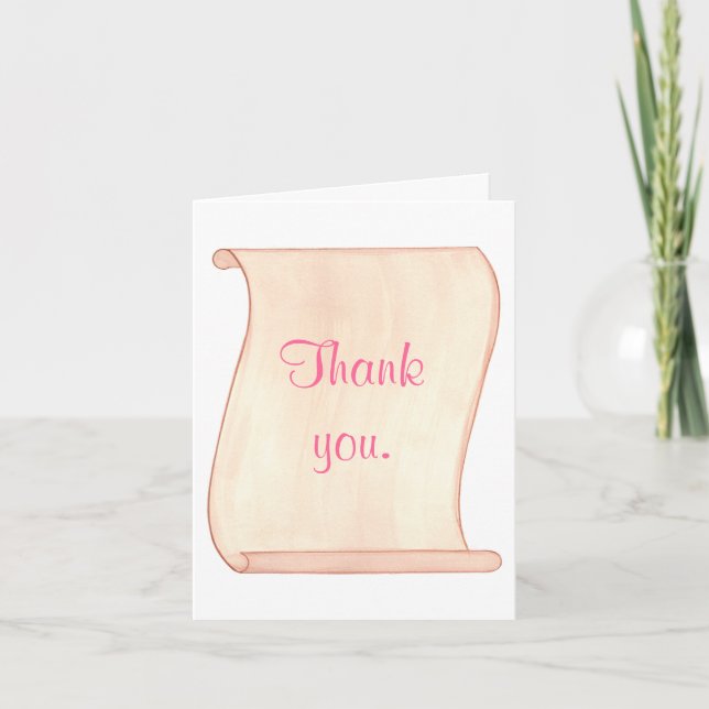 Tarjetas de agradecimiento de boda con Scroll rosa (Anverso)